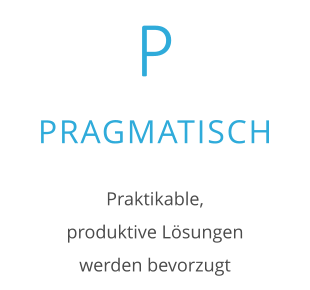 P PRAGMATISCH Praktikable,  produktive Lösungen  werden bevorzugt